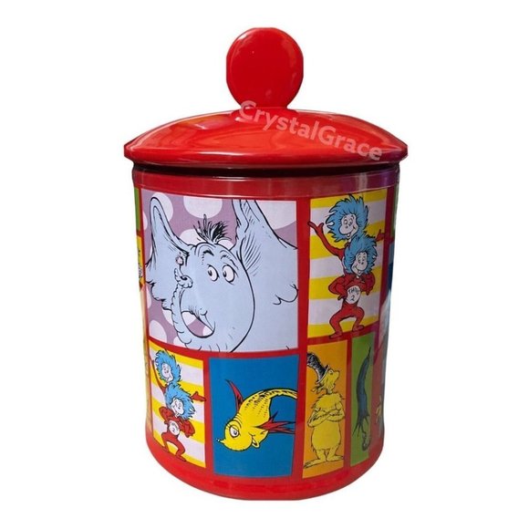 Dr. Seuss Cookie Jar Books Cat Hat Thing 1 Elephant Fish Books Colorful Rainbow - Picture 9 of 10